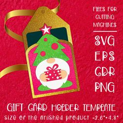 christmas gift card holder with gnome and fir tree