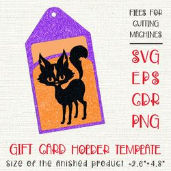 halloween gift card holder with black cat silhouette