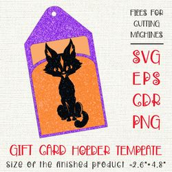 gift card holder with witch cat silhouette