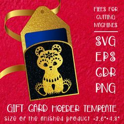 christmas gift card holder with white bear in ethnic style