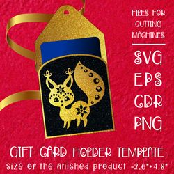 christmas gift card holder with cute squirrel in ethnic style