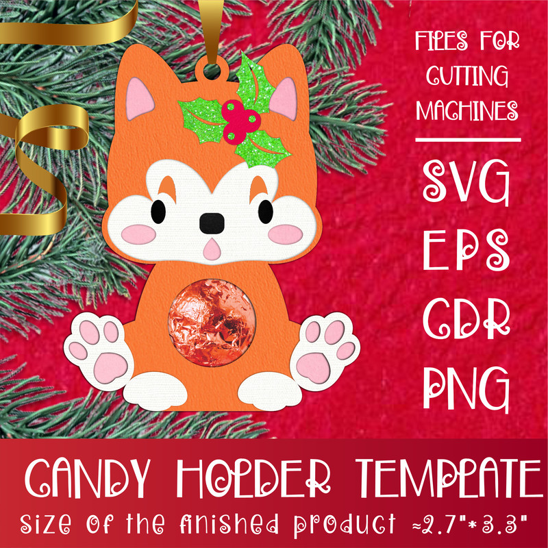 Japanese Akita Christmas Candy Holder Template 0