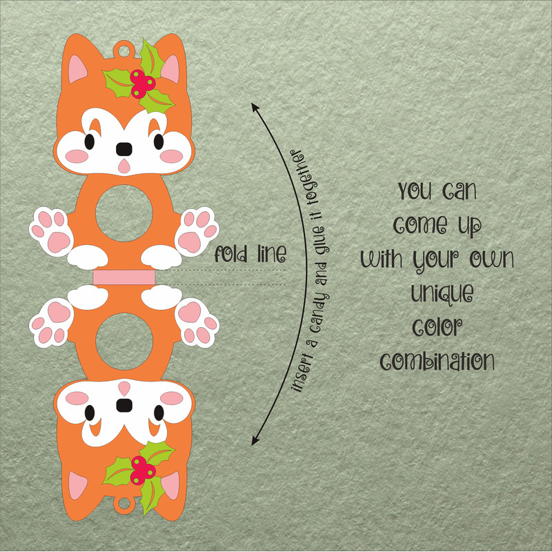 Japanese Akita Christmas Candy Holder Template 1
