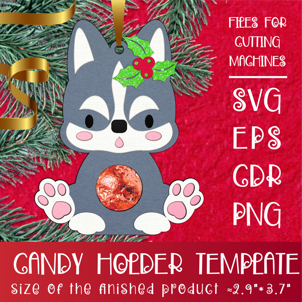 Husky Dog  Christmas Candy Holder Template 0