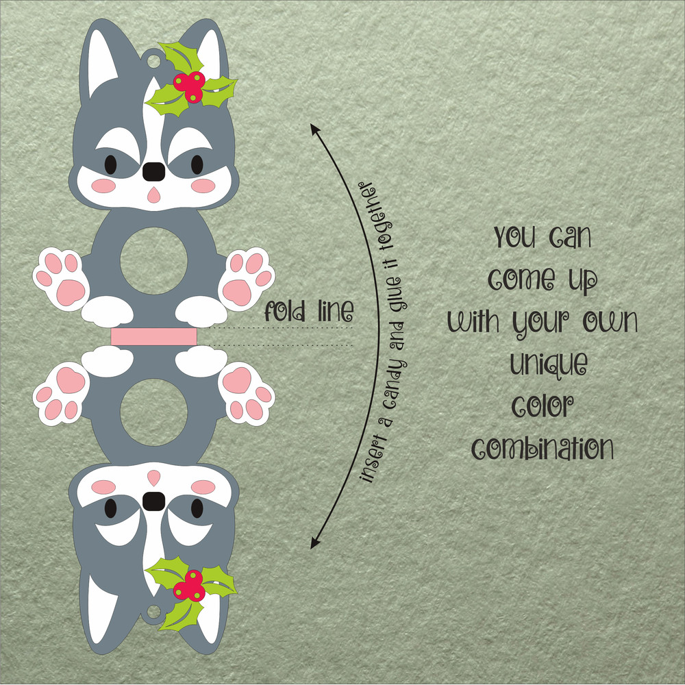 Husky Dog  Christmas Candy Holder Template 1