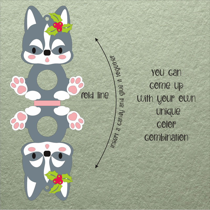 Husky Dog  Christmas Candy Holder Template 1