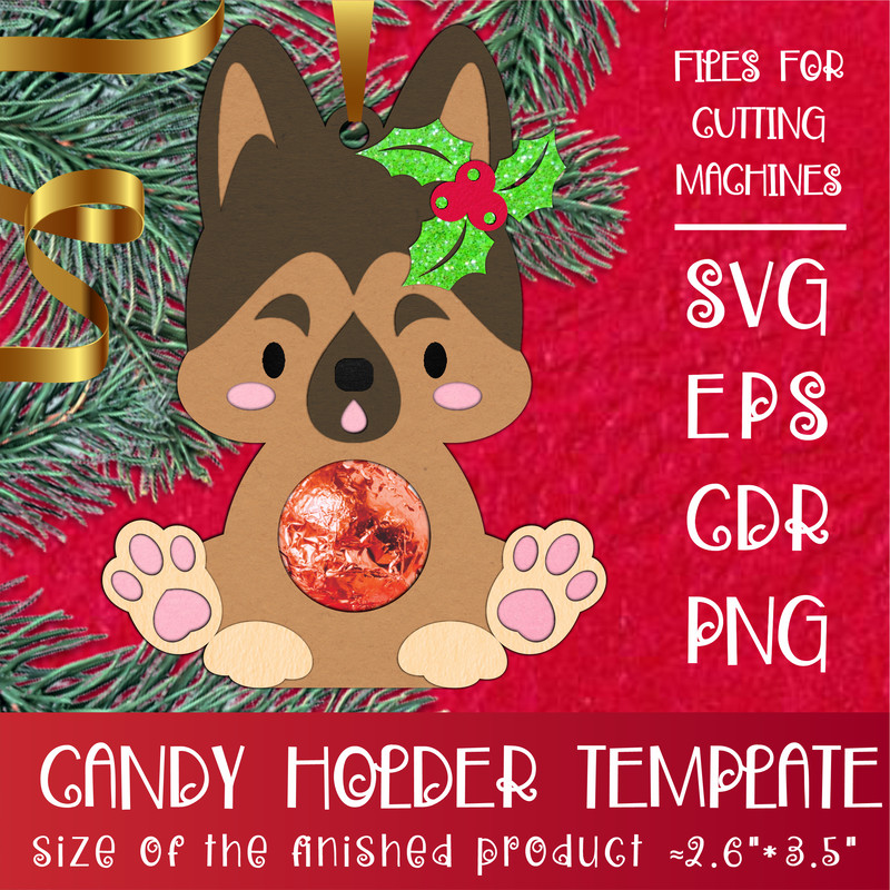 German Shepherd Christmas Candy Holder Template 0