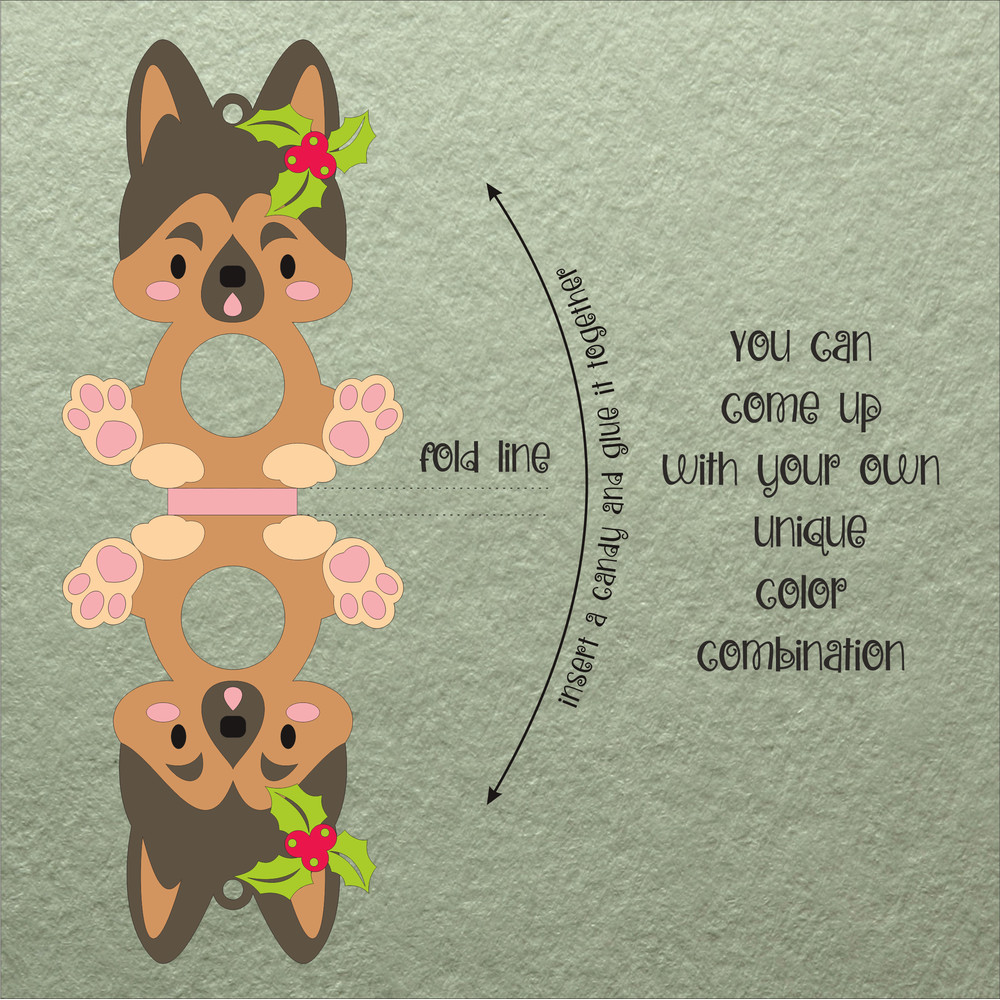 German Shepherd Christmas Candy Holder Template 1