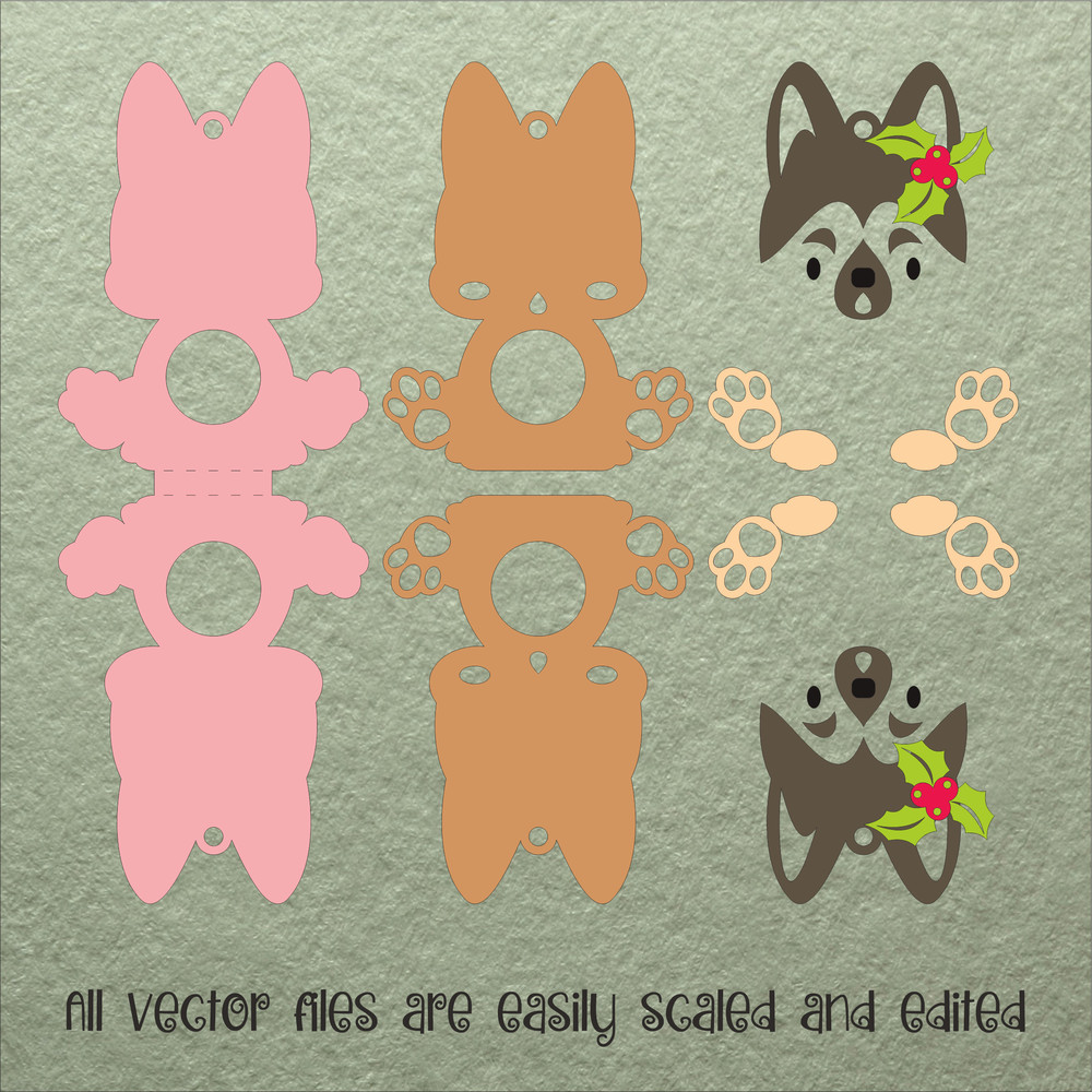 German Shepherd Christmas Candy Holder Template 2