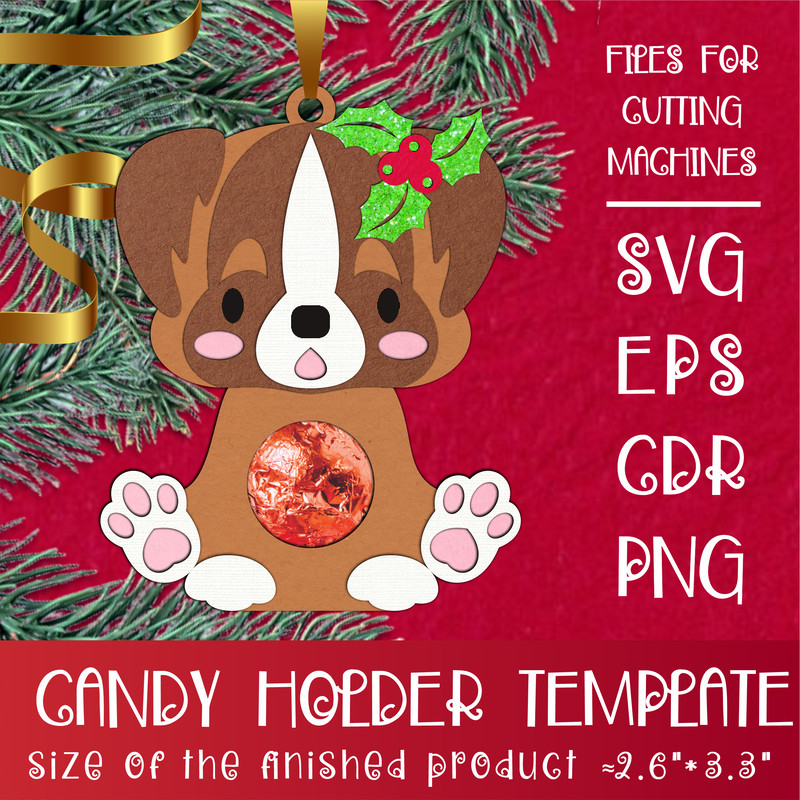St Bernard Dog Christmas Candy Holder Template 0