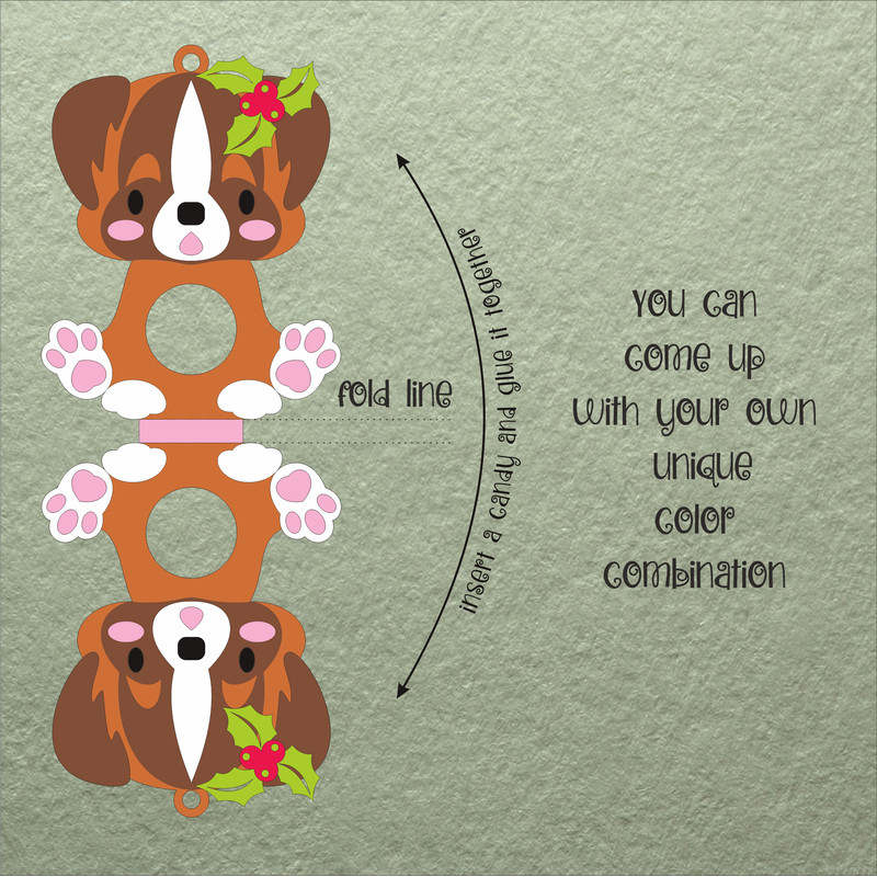 St Bernard Dog Christmas Candy Holder Template 1