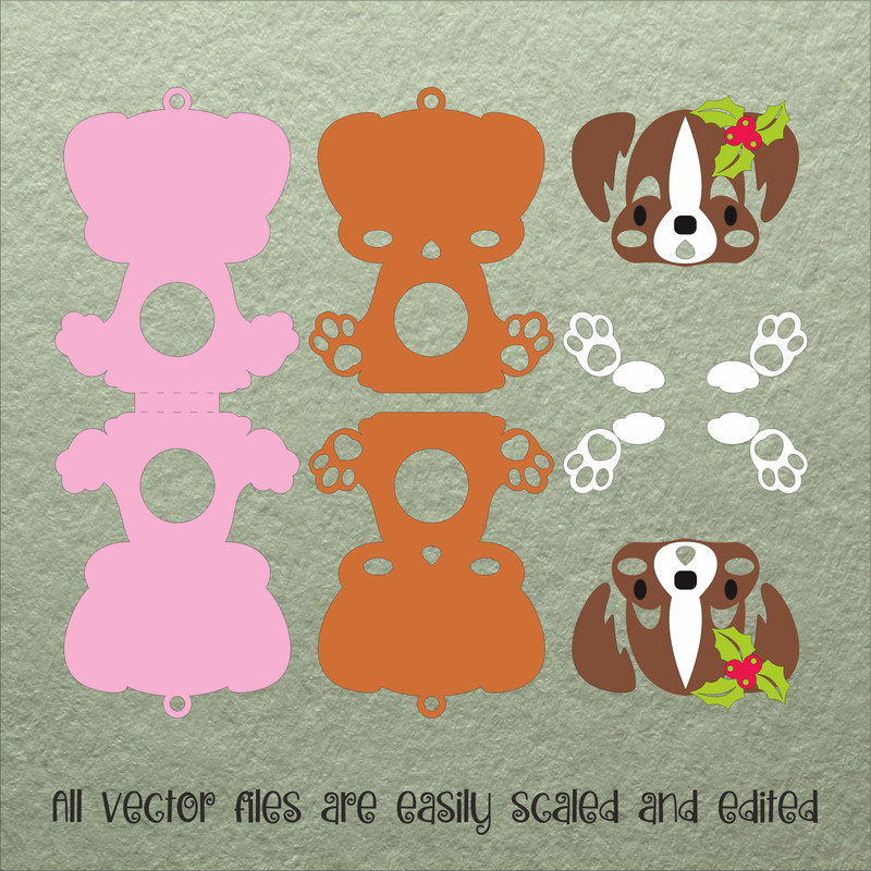 St Bernard Dog Christmas Candy Holder Template 2