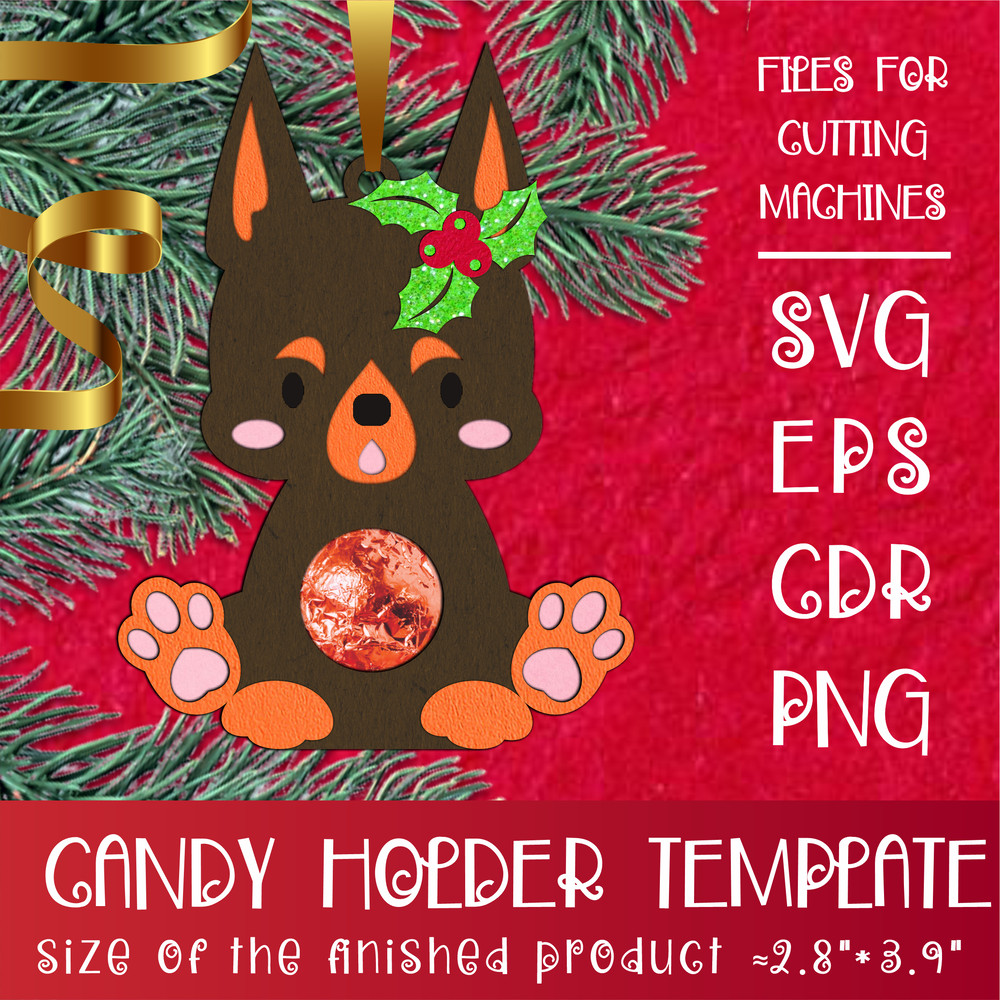 Doberman Pinscher Christmas Candy Holder Template 0