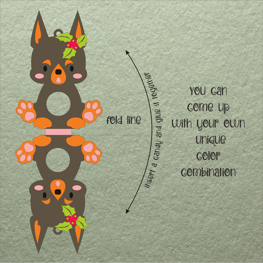 Doberman Pinscher Christmas Candy Holder Template 1