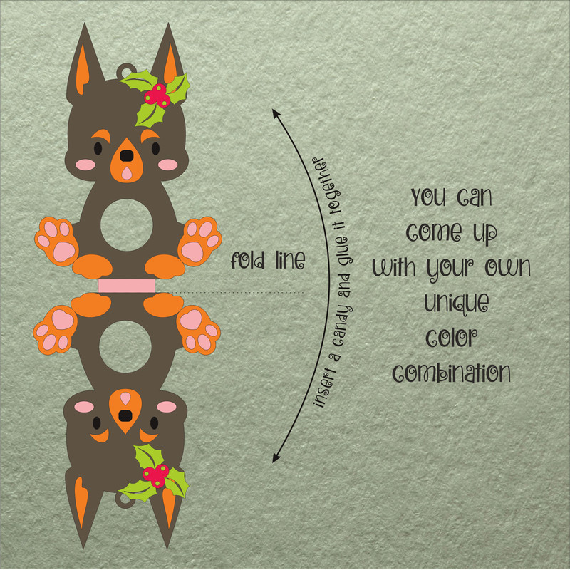 Doberman Pinscher Christmas Candy Holder Template 1