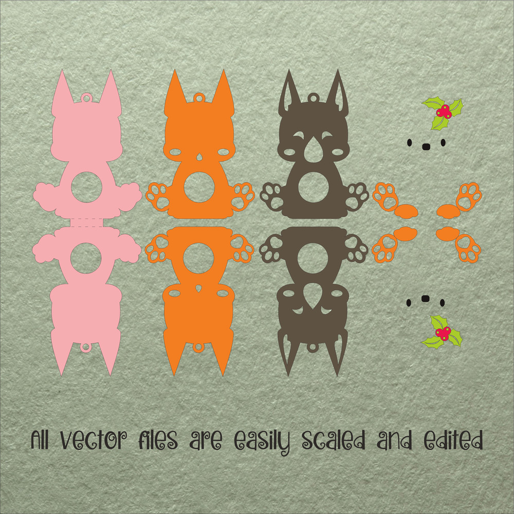 Doberman Pinscher Christmas Candy Holder Template 2