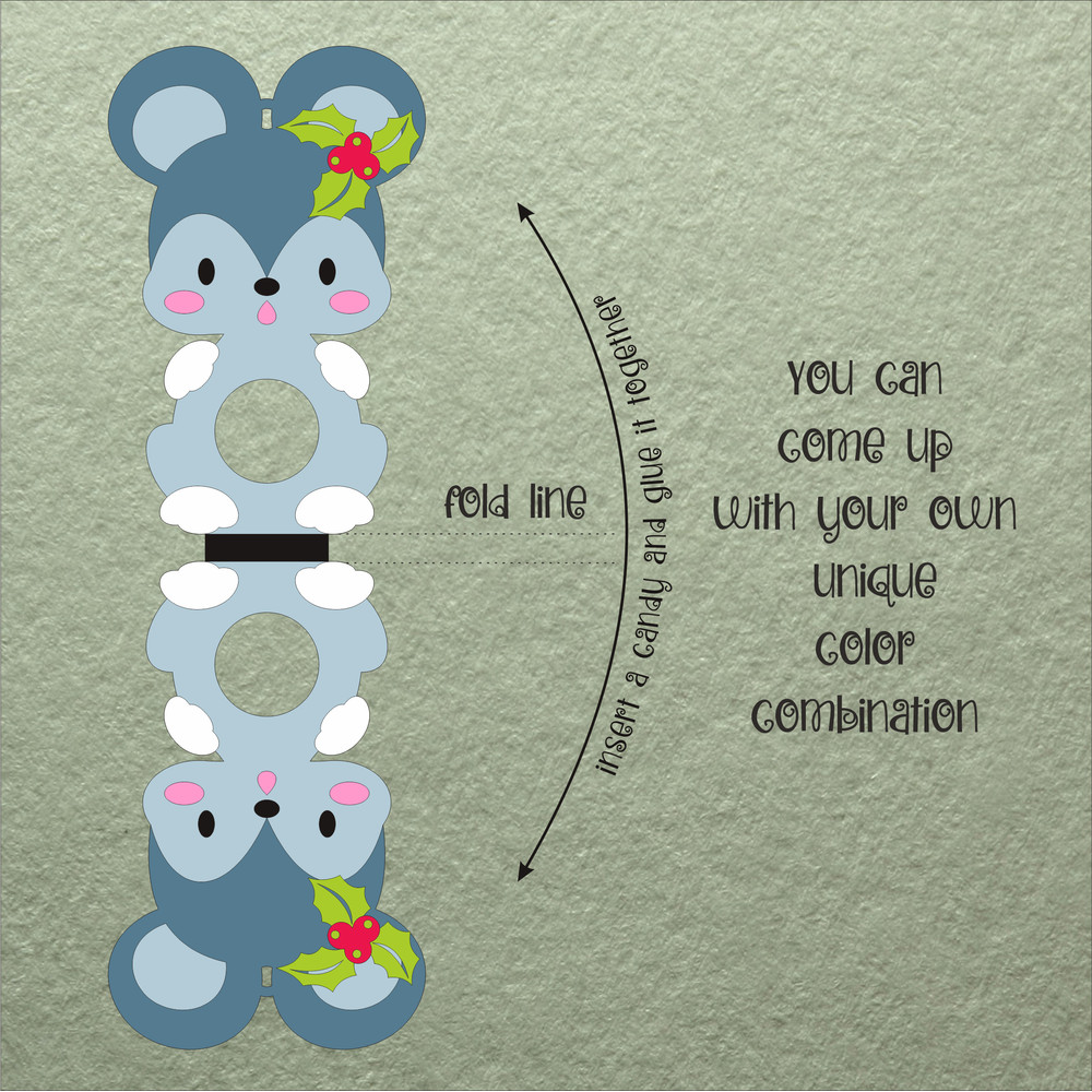 Cute Mouse  Christmas Candy Holder Template 1