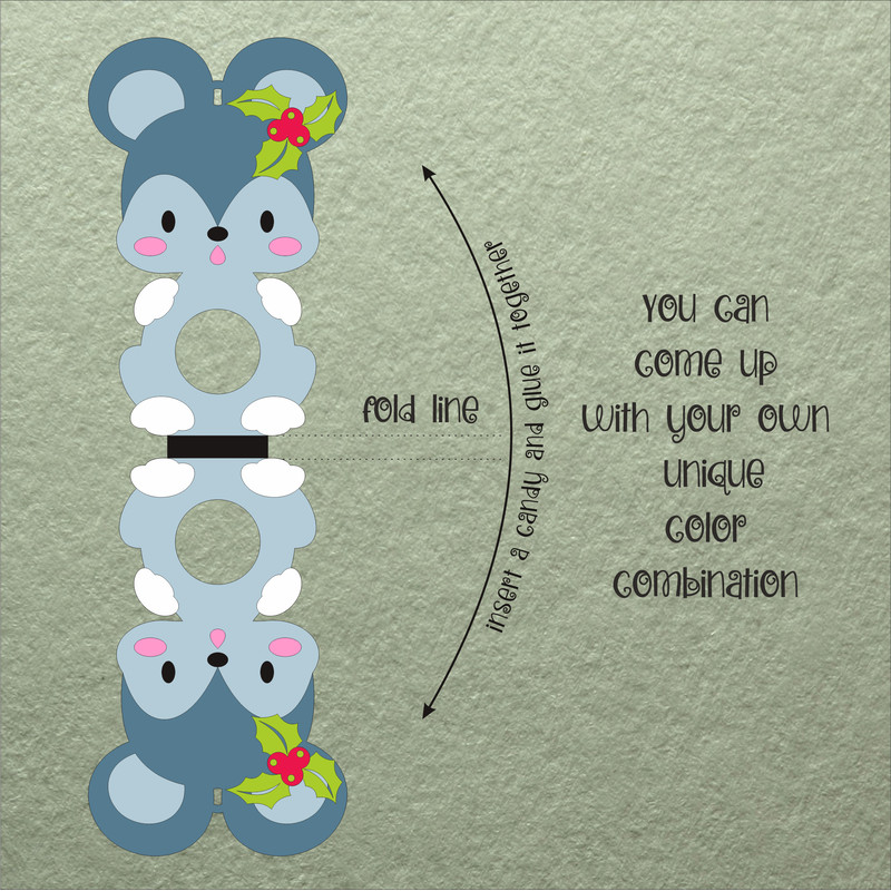 Cute Mouse  Christmas Candy Holder Template 1