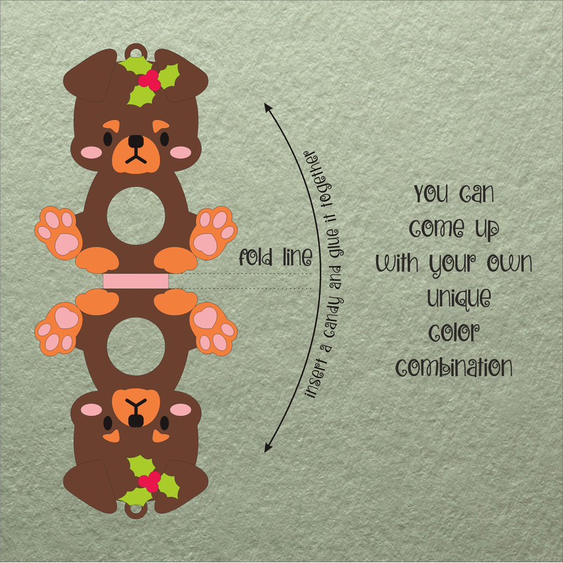 Rottweiler Dog Christmas Candy Holder Template 1