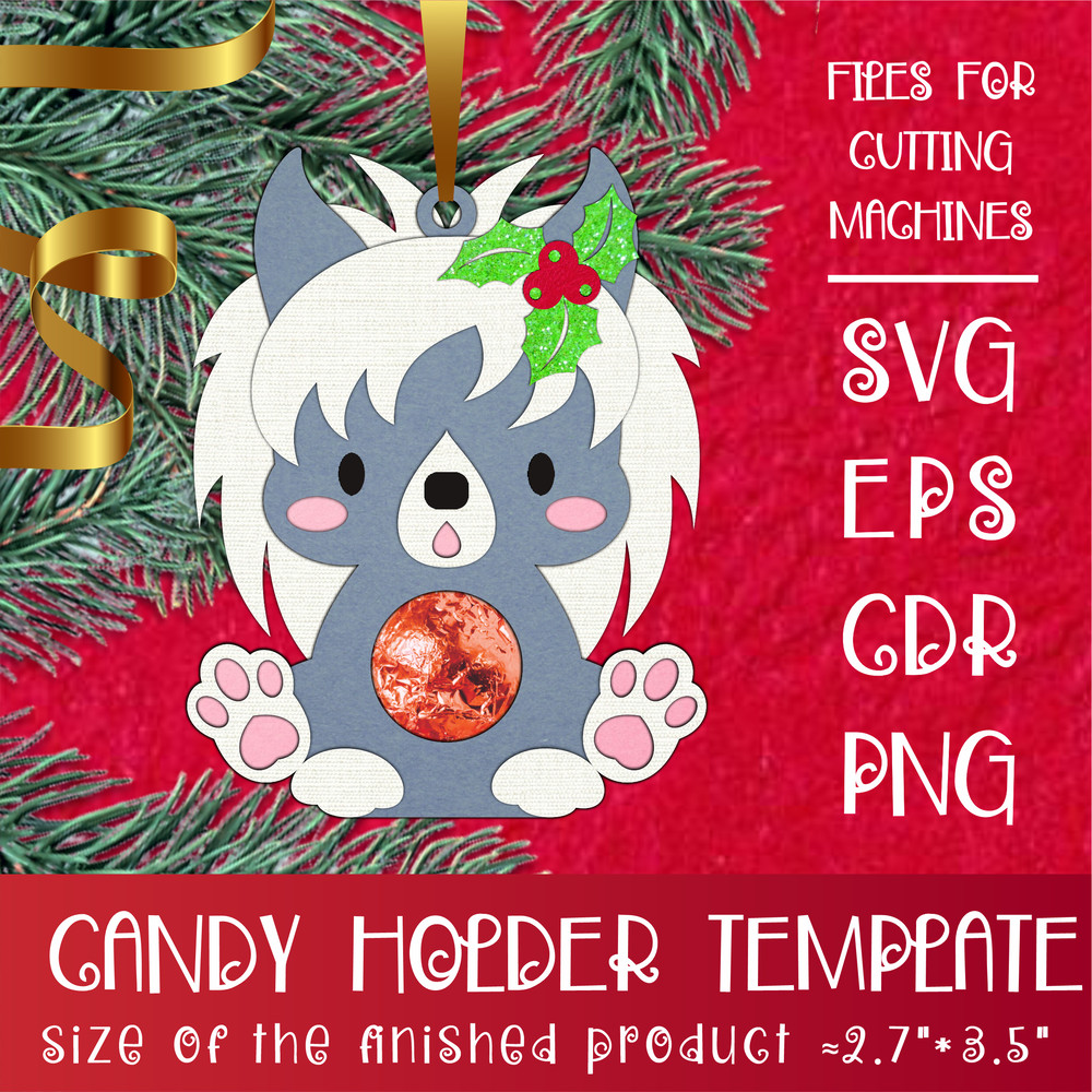Chinese Crested Dog Christmas Candy Holder Template 0