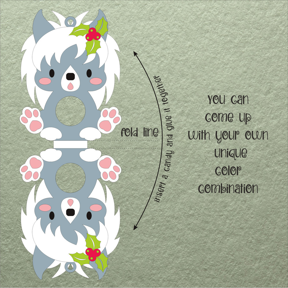 Chinese Crested Dog Christmas Candy Holder Template 1