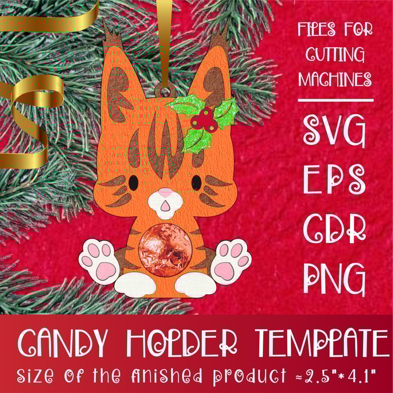 Maine Coon Cat Cyristmas Candy Holder Template 0