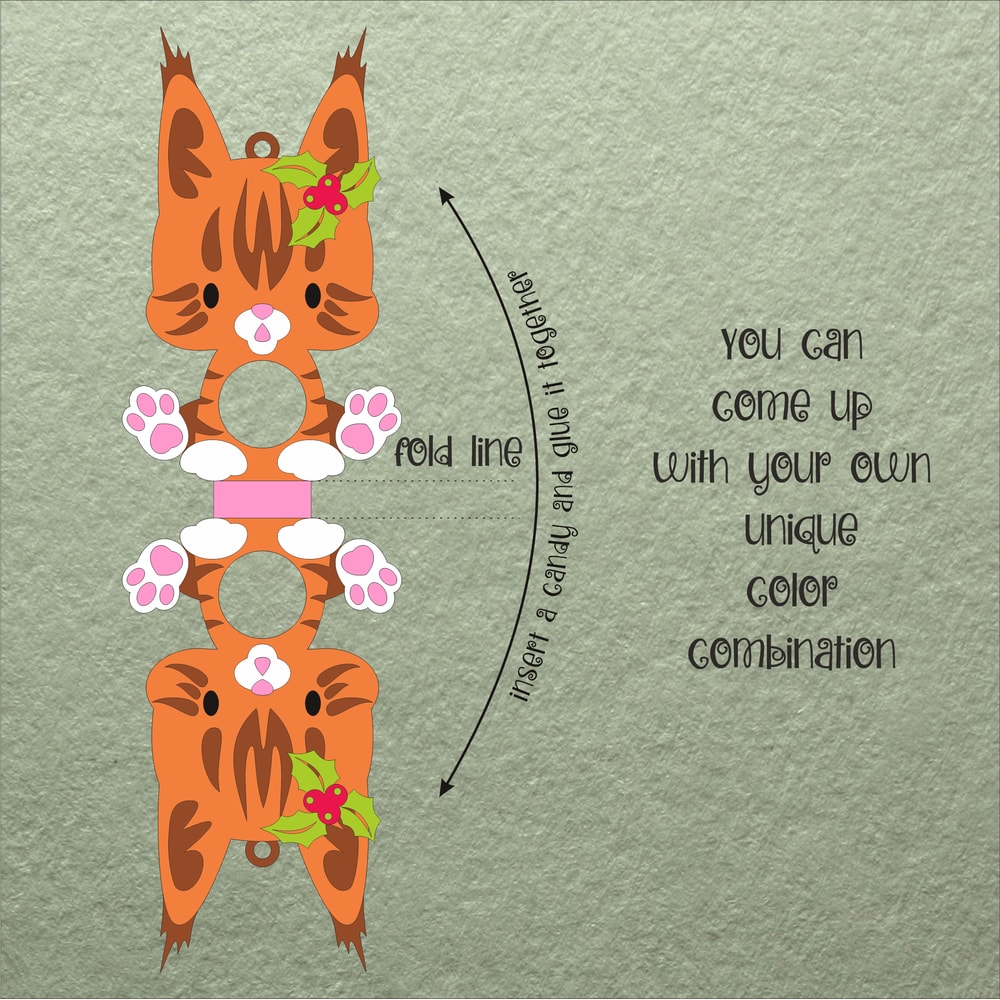 Maine Coon Cat Cyristmas Candy Holder Template 1