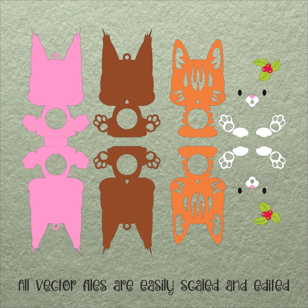 Maine Coon Cat Cyristmas Candy Holder Template 2