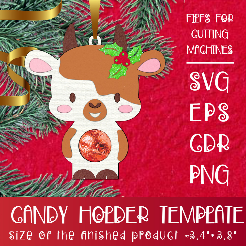 Cute Cow  Christmas Candy Holder Template 0