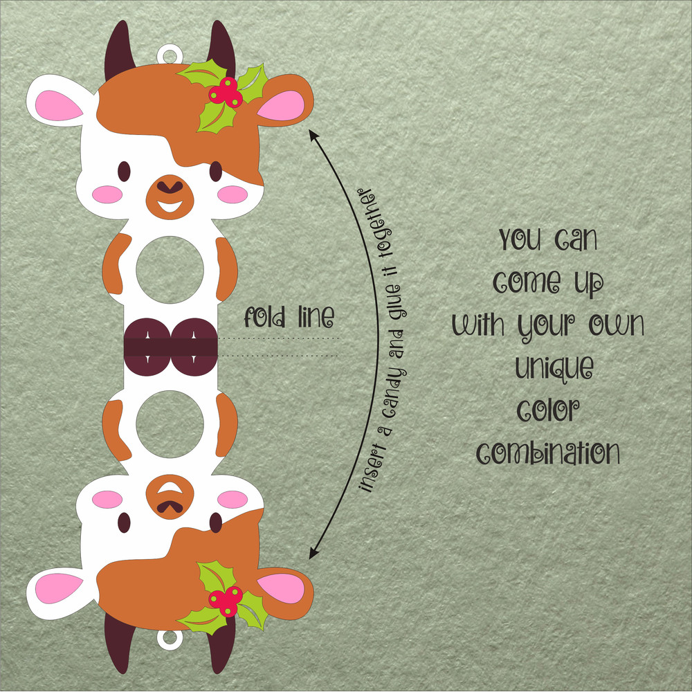 Cute Cow  Christmas Candy Holder Template 1