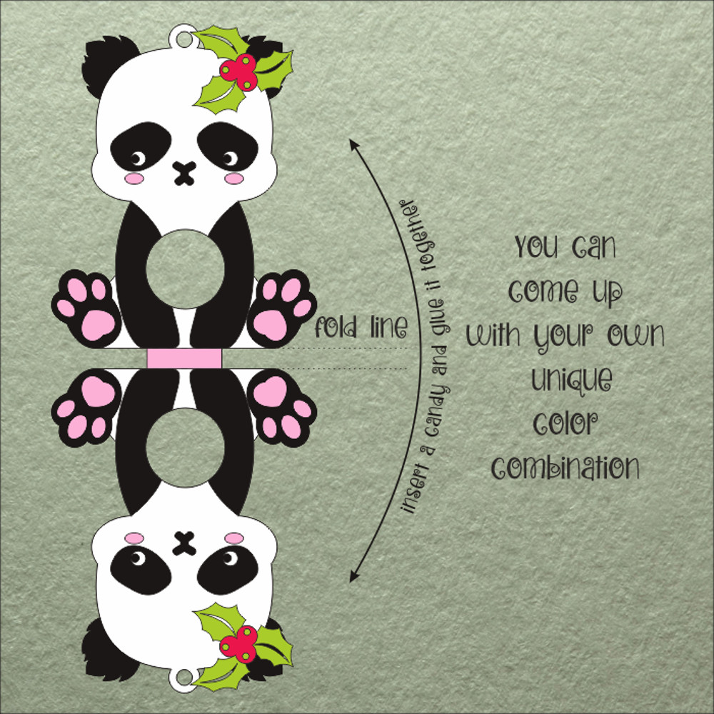Panda Bear Christmas Candy Holder Template 1