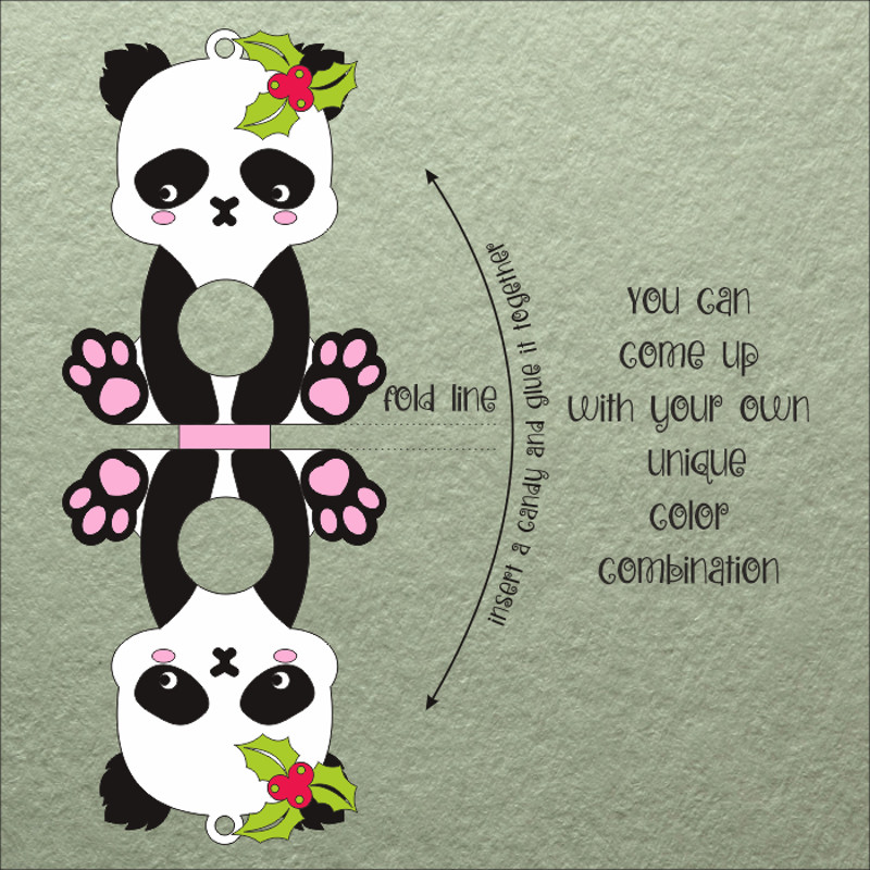Panda Bear Christmas Candy Holder Template 1