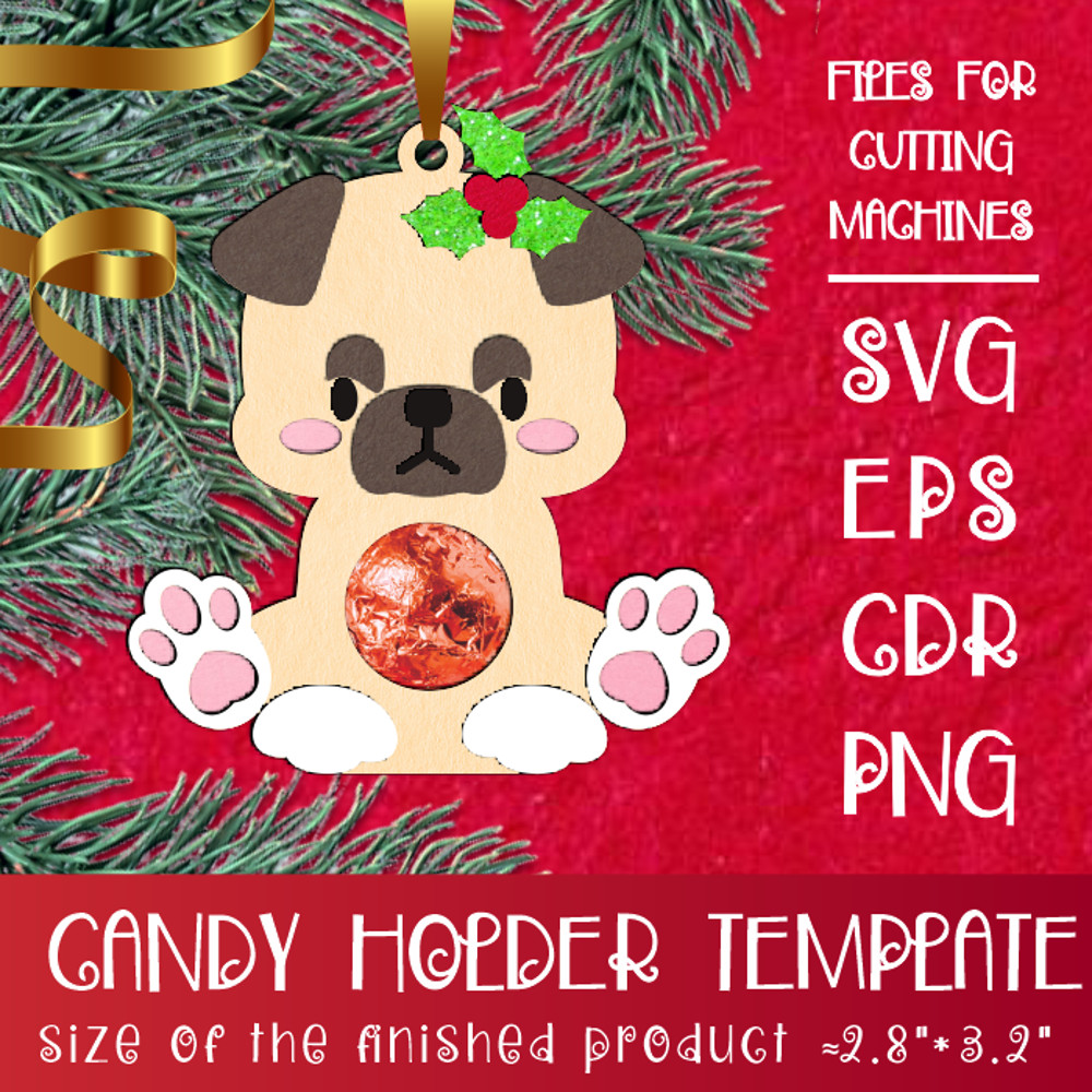Pug Dog Christmas Candy Holder Template 0