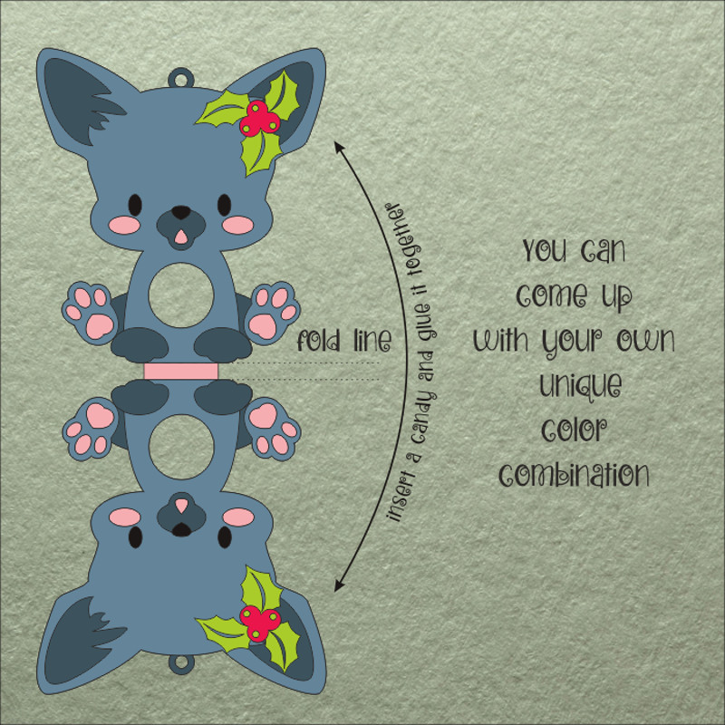 Oriental Cat Cyristmas Candy Holder Template 1