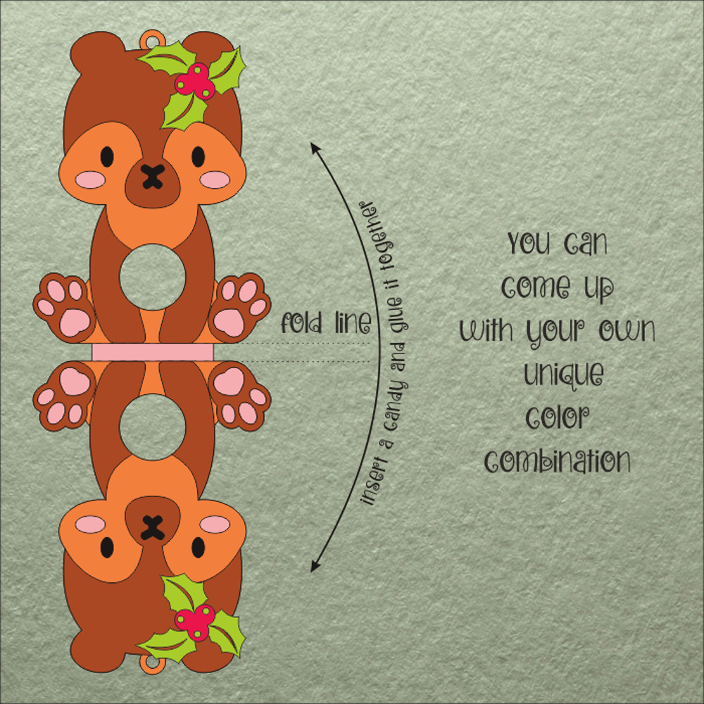 Baby Bear Christmas Candy Holder Template 1