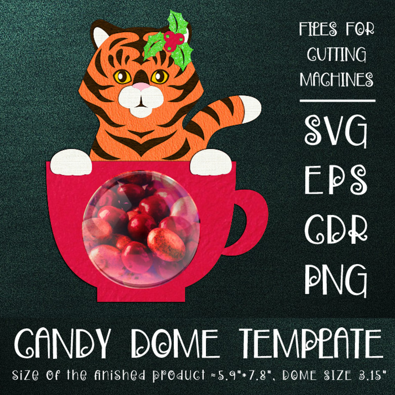 Tiger In A Cup Candy Dome  Christmas Ornament 0