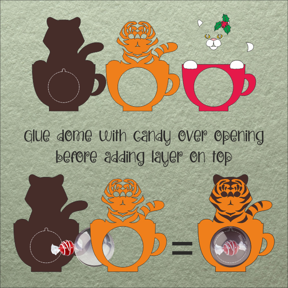 Tiger In A Cup Candy Dome  Christmas Ornament 1