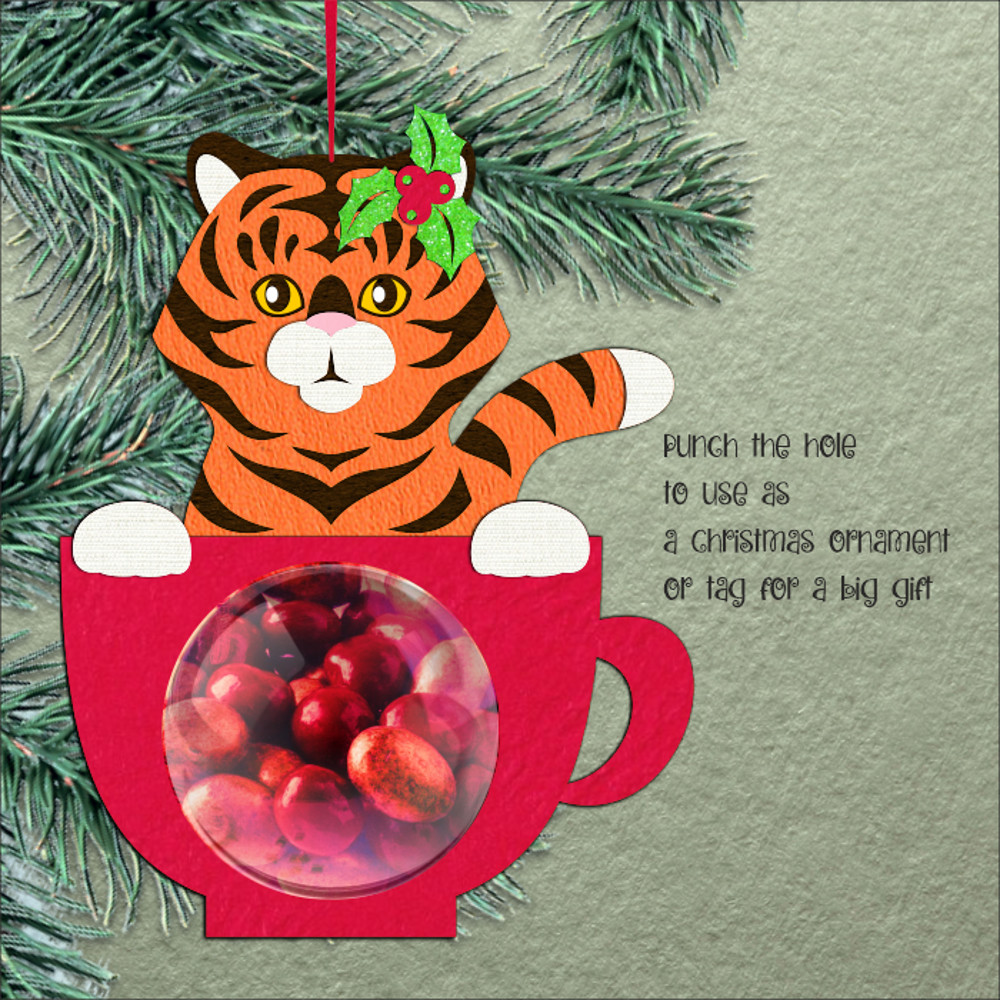 Tiger In A Cup Candy Dome  Christmas Ornament 2