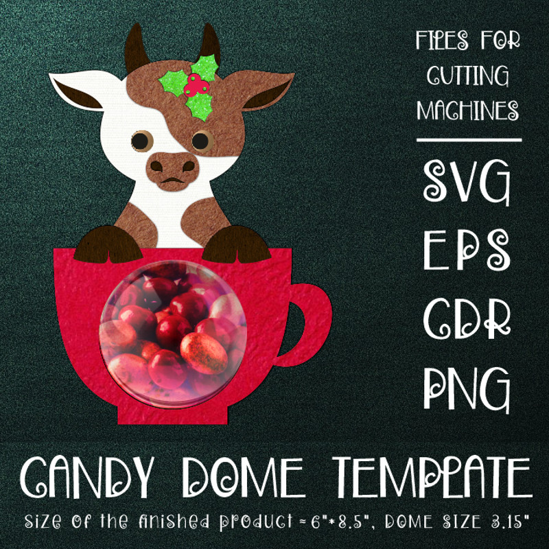 Cow In A Cup Candy Dome  Christmas Ornament 0