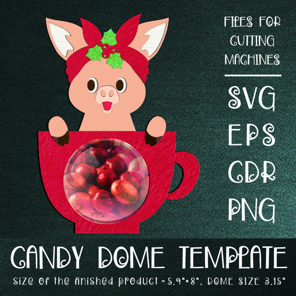 Pig In A Cup Candy Dome Christmas Ornament 0