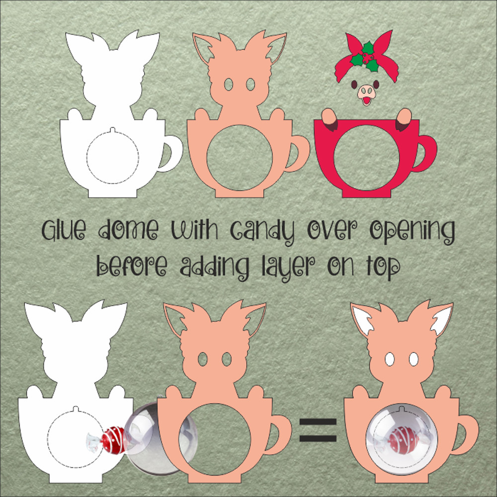 Pig In A Cup Candy Dome Christmas Ornament 1