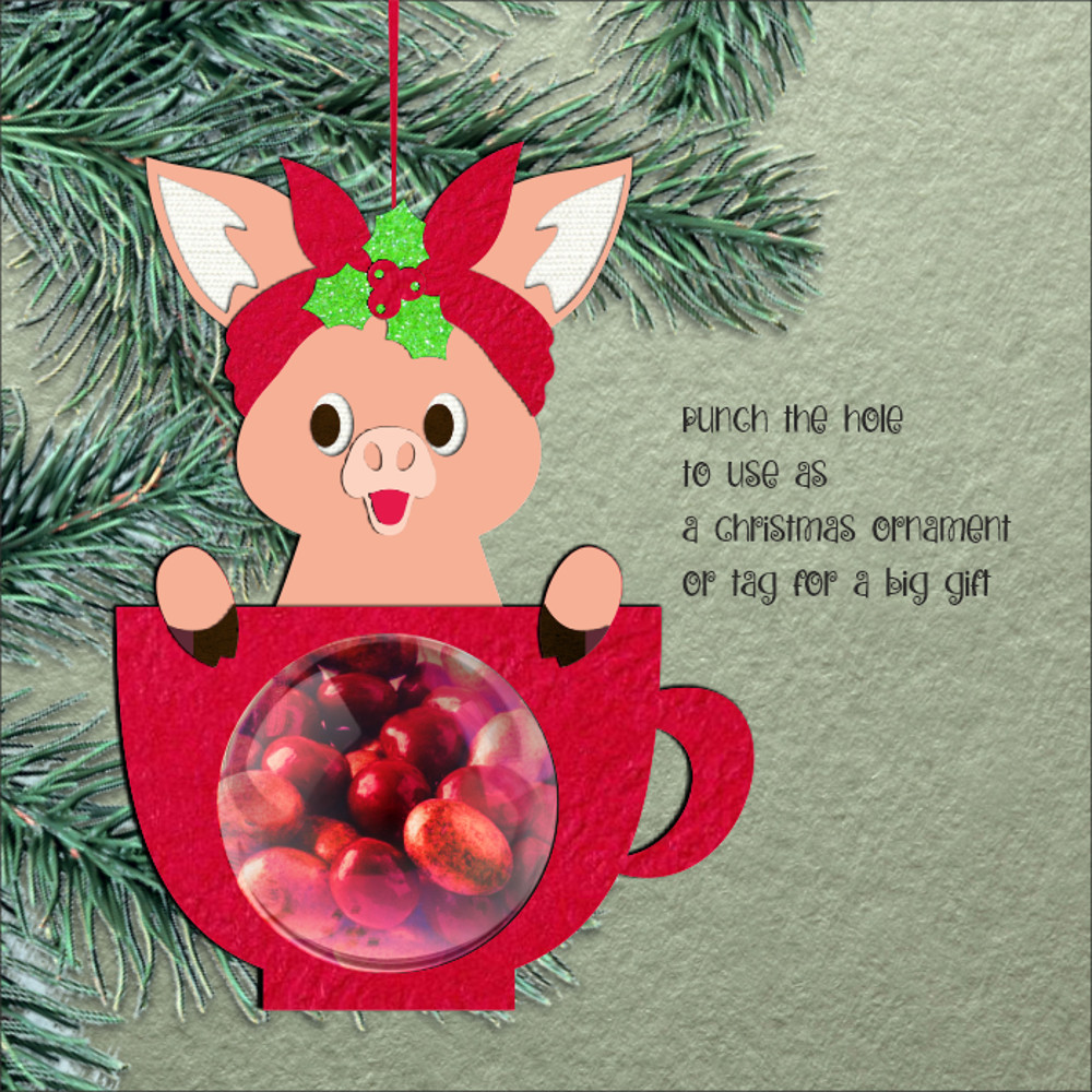 Pig In A Cup Candy Dome Christmas Ornament 2