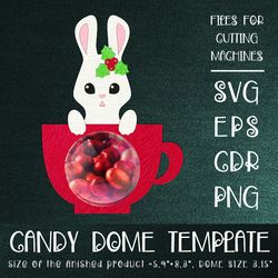 bunny in a cup -candy dome - christmas ornament