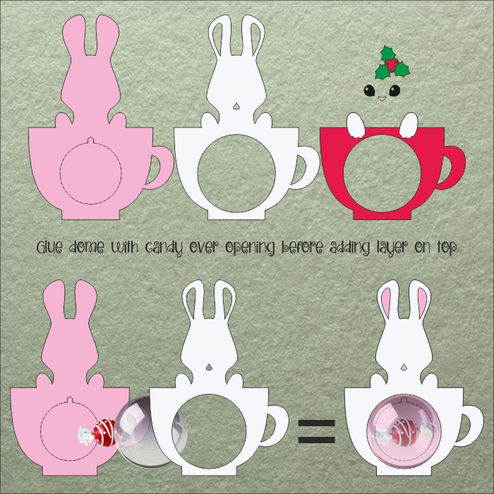 Bunny In A Cup Candy Dome  Christmas Ornament 1