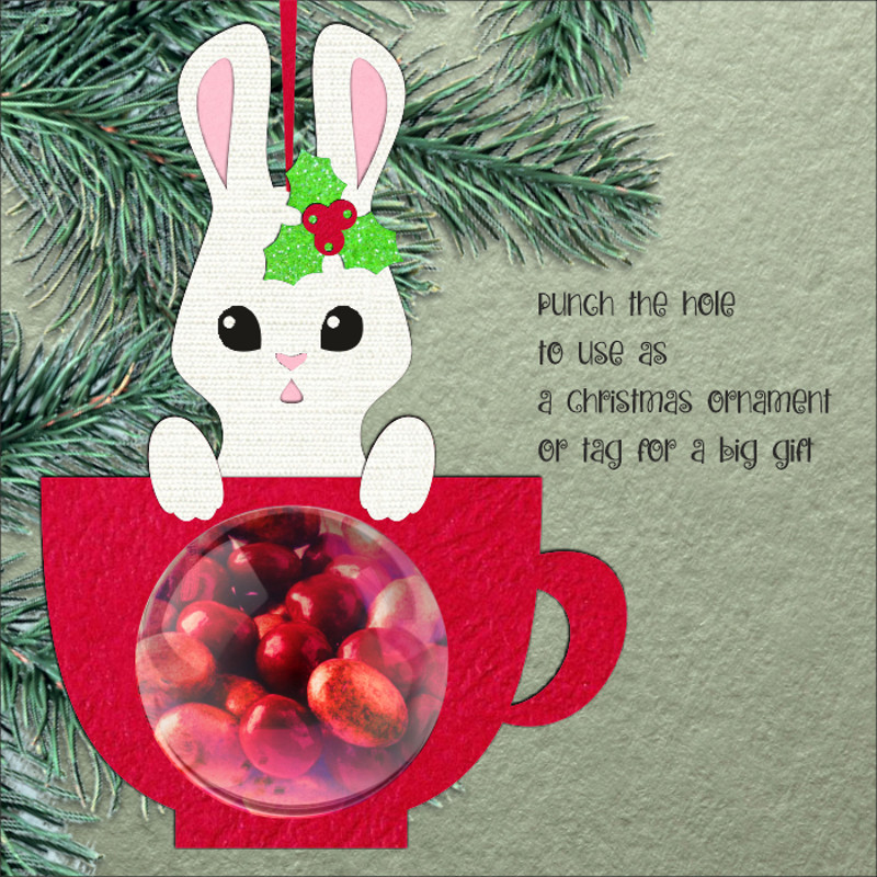 Bunny In A Cup Candy Dome  Christmas Ornament 2