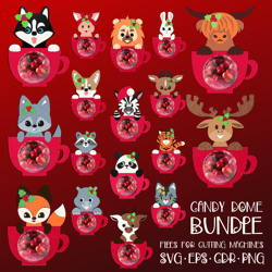 Christmas Animals - Candy Dome Bundle - Paper Craft Template - Christmas ornament