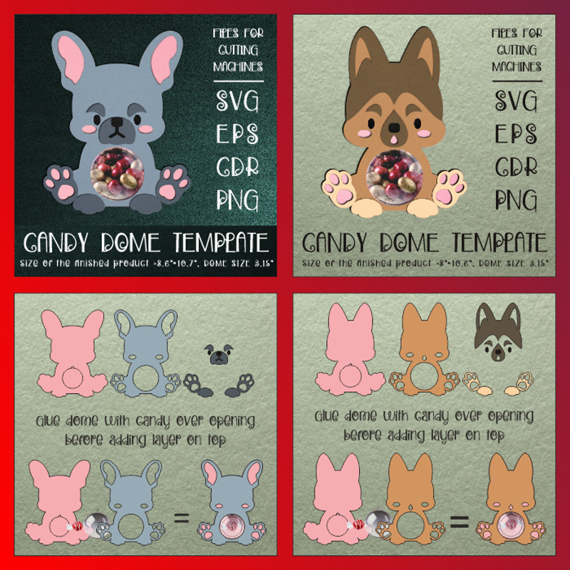 Cute Puppies  Candy Dome Bundle  Paper Craft Templates 3