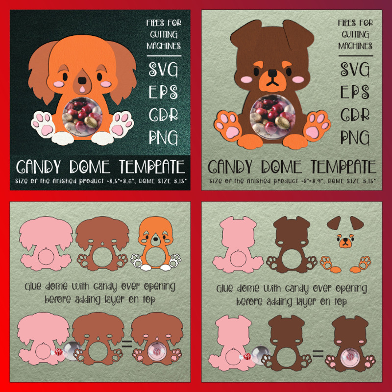 Cute Puppies  Candy Dome Bundle  Paper Craft Templates 4