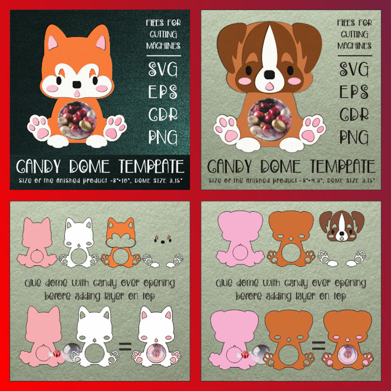 Cute Puppies  Candy Dome Bundle  Paper Craft Templates 5