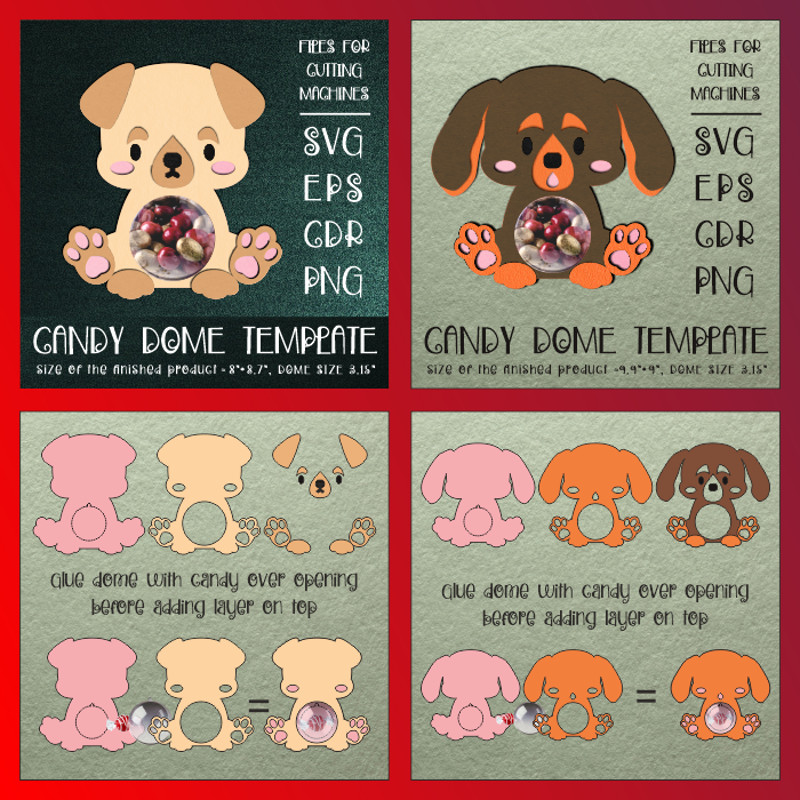 Cute Puppies  Candy Dome Bundle  Paper Craft Templates 6